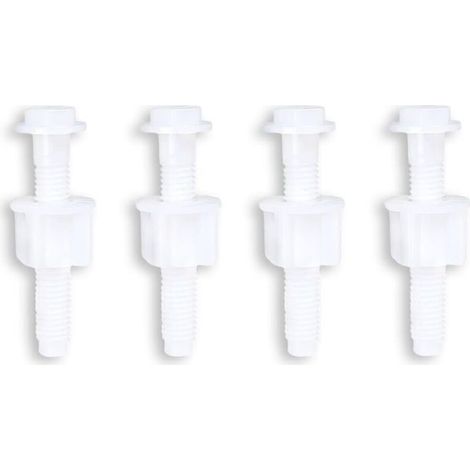 Charnière de siège de toilette universelle en plastique blanc, vis à boulon pour charnières de siège de toilette à montage supérieur, 4 pièces (1/5)