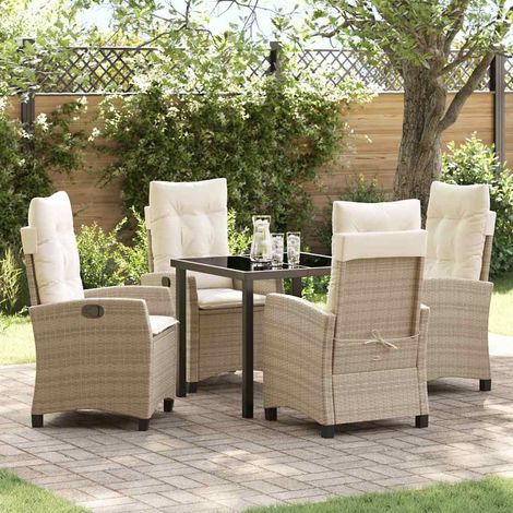 Ensemble de salle à manger pour jardin 5 pcs-Salon de jardin Beige polyrotin 308717 (1/5)