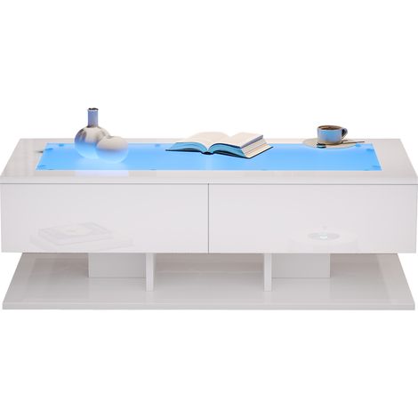 Hochglanz-Couchtisch, Tisch mit 4 Schubladen, einzigartige Farbabstimmung und Liniendesign, Stauraum unten. 787836cm (1/5)
