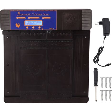 Porte automatique de poulailler à double ouverture avec affichage LED et minuterie, idéale pour les élevages de canards et d'oies. (1/5)