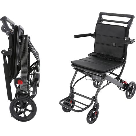 Silla de ruedas plegable, ligera, diseño ergonómico, negra. (1/2)