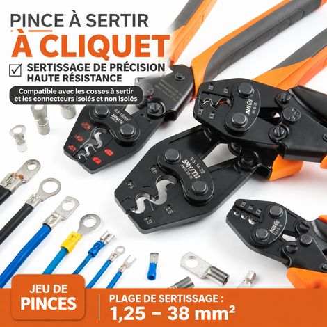 Pince à sertir à cliquet IWS-16 1.25-16mm2 style allemand acier PP+TPR pour cosses nues iws-16 245 1.25-16mm2 25 × 7 × 3 cm 400 g – Livraison gratuite (1/5)