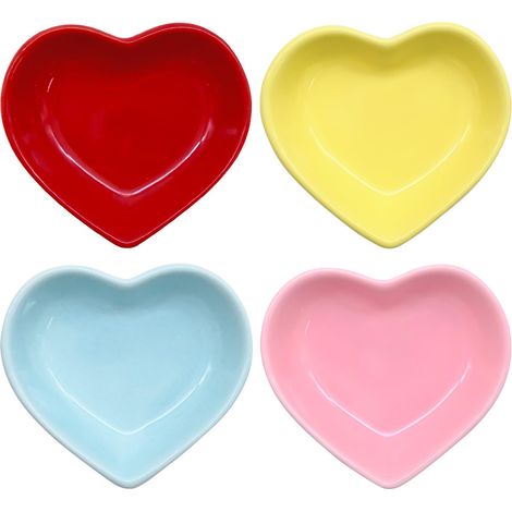 4Pcs Bol à sushi pour sauce soja, Bols à Sauce en Céramique en Forme de Cœur, Mini assiette à condiments en céramique en forme de cœur (1/5)