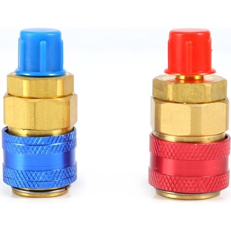 Raccord rapide automobile R134a – Collecteur haute et basse pression en laiton – Adaptateurs universels pour recharge climatisation (1/5)