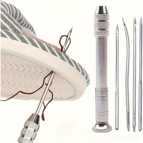 Kit de réparation de cuir et de chaussures en 5 pièces (aiguilles de rechange incluses) – Convient aux projets de bricolage