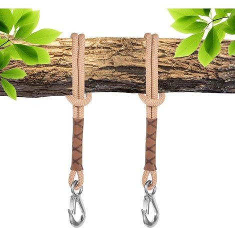 Balançoire Fixation Arbre, 2 Pièces 60cm Corde de Suspension Hamac Réglable Sangle Chaise Hamac avec Mousqueton Balançoire Arbre, kit de Fixation de Suspension pour Balançoire Hamac (1/5)