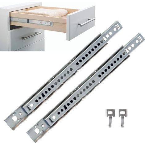 Paire de Coulisses à Billes H27 mm. pour Tiroirs Capacité 15kg -  Extraction Partielle Fixation Rapide Par Clip Arpòn - Longueur Tiroir 400 mm. (1/2)