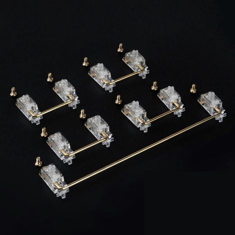 Lot de 5 stabilisateurs de touches V2 à visser 2U 6,25U, fil noir translucide plaqué or