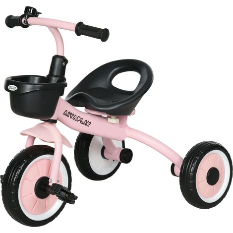 Tricycle enfant rose sonnette panier selle réglable dossier 2-5 ans