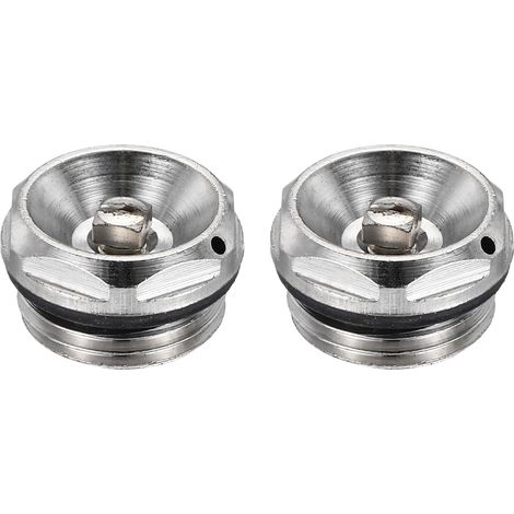PATIKIL Bouchons de purge manuels filetés 1/2" BSP Mâle, 2 pièces en laiton nickelé pour radiateur, Argent (1/5)