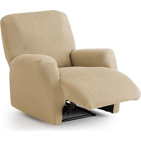 Housse de canapé élastique Fauteuil Relax Beige - Housse de canapé Extra Douce, antidérapante et élastique - Housse de canapé élastique Modèle Inca (1/4)