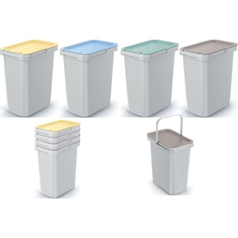 Prosperplast Set de Poubelles de Tri Gris 12L x4 (1/3)