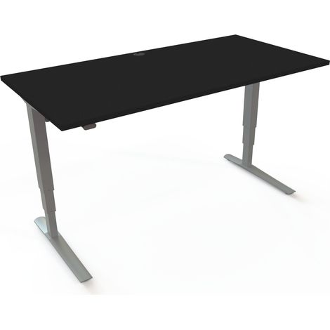 STIER Elektrisch Höhenverstellbarer Schreibtisch 501-43 160 x 80 cm Schwarz/Silber 65-125 cm (1/3)