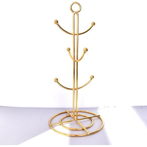 Porte-tasses à café, porte-tasses doré, étagère de rangement pour table et cuisine, porte-tasses en bois, porte-tasses suspendu avec égouttoir.-AquaForge (1/5)
