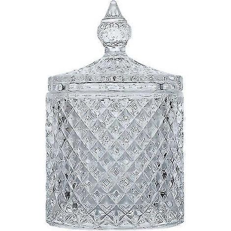 Bocal en cristal transparent avec couvercle en cristal, sucrier polyvalent, bonbonnière décorative, boîte à biscuits (lot de 2) (1/5)