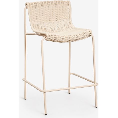 Pack di 2 sgabelli alti da giardino in rattan sintetico e acciaio Revia SKLUM