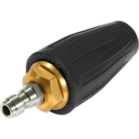 Buse de turbine rotative universelle pour Nettoyeur haute pression à eau, 3600 PSI 250 bar, 1/4 raccord rapide buse de nettoyage à turbine rotative (Black-Noir) (1/5)