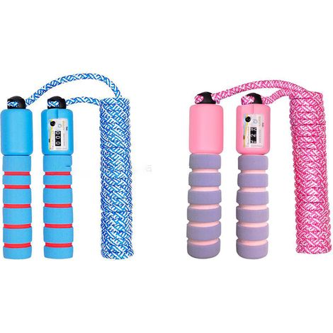Corde à Sauter Enfant - Réglable - Poignées en Mousse - Corde en Coton et Polyester - Pour Enfants - 2 Pièces