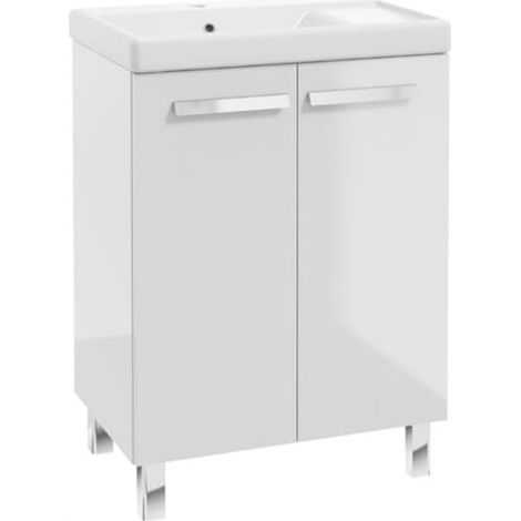 Mueble de baño independiente con lavabo y escurridor, blanco, 80x60cm, Bonita (1/5)
