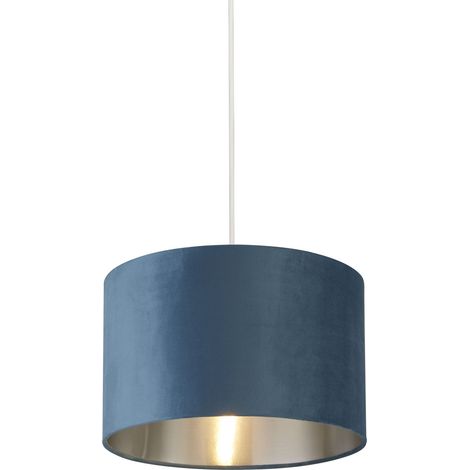Abatjour velours bleu avec intérieur argenté Diamètre 28cm x Hauteur 18cm (1/4)