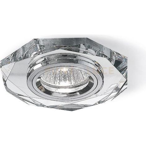 GFA322- FARETTO OTTAGONALE 10, 8CM IN METALLO E CRISTALLO FINITURA CROMO 1 LUCE ATTACCO GU10