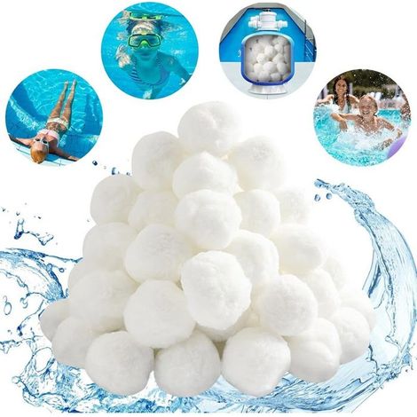 Boule filtrante blanche pour piscine, fibre de haute qualité 500g - clarifie l'eau, alternative au sable, filtration efficace et performante. (1/5)