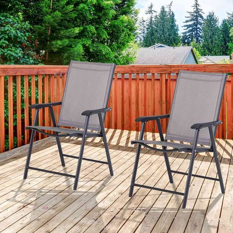 Campingstühle 2Er Set Klappstuhl Armlehne Angelstuhl Metall Grau 58X64X94Cm