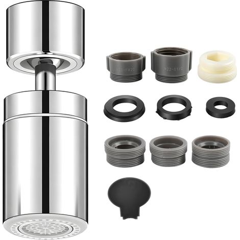 1 Aérateur de Robinet, Rotation 360°, Mousseur Cuisine, 2 Modes Jet, Économie d'Eau, Adaptateur M22 M24, pour Salle de Bain