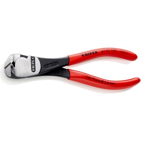 KNIPEX 67 01 160 Pince coupante de devant à forte démultiplication gainées en plastique atramentisée noire 160 mm (1/3)