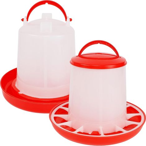 Chick Feeder 1 Lb and Waterer 1L Kit, Hanging Poultry Plastic Containers for Outdoor (Size: 6.69" x 7.28" ) (1/5)