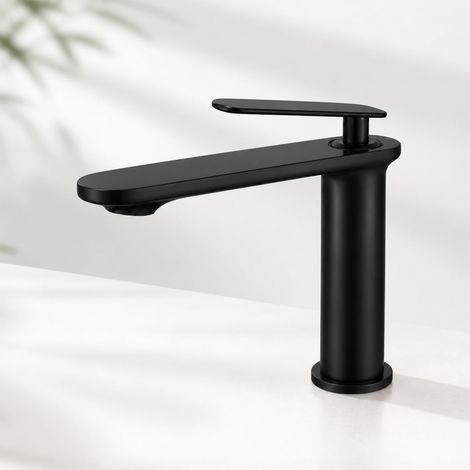 Robinet mitigeur pour lavabo en acier inoxydable SUS304, robinet de salle de bain moderne avec cartouche céramique anti-goutte, résistant à la corrosion, installation facile, noir satiné (1/5)