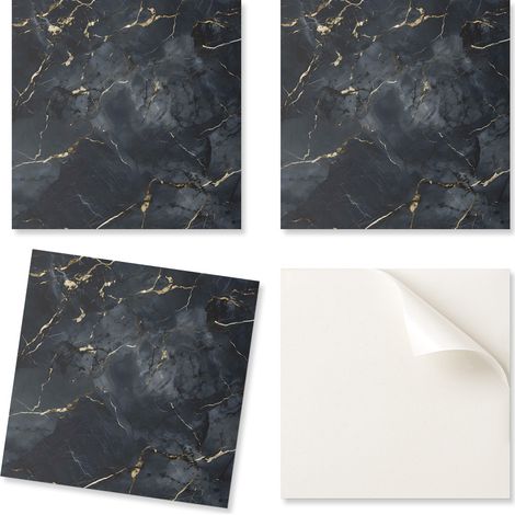 Baldosas de vinilo impresas listas para instalar, elegante m谩rmol veteado, 4x50x50 cm