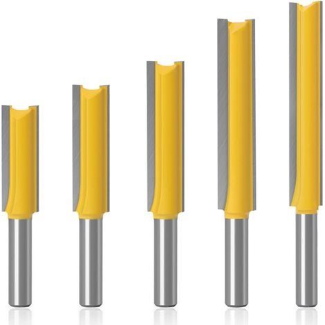 5Pcs 8mm Flush Trim Router Bits Extra Long Mèches Carbide Router Bits à Bois Fraise à Menuiserie - Pour bois, longueur de coupe extra longue : 30 mm, 40 mm, 50 mm, 63 mm, 76 mm (1/5)
