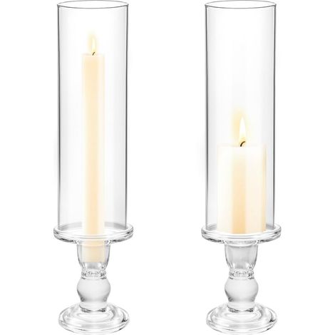 Bougeoir Verre - Hauteur 35,1 cm - Pour Bougie Conique - Idéal Centre de Table - Lot de 2 (1/5)
