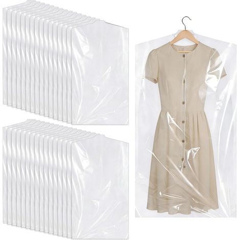 Pack of 30 Transparent Garment Bags, 60 x 120 cm, Garment Bag, Dustproof, Washable Garment Bag, Suit for Suits, Clothing, Shirts, Jackets (1/5)