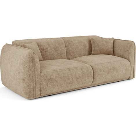 Canapé 3 places en velours à motifs beige taupe LUSH (1/5)