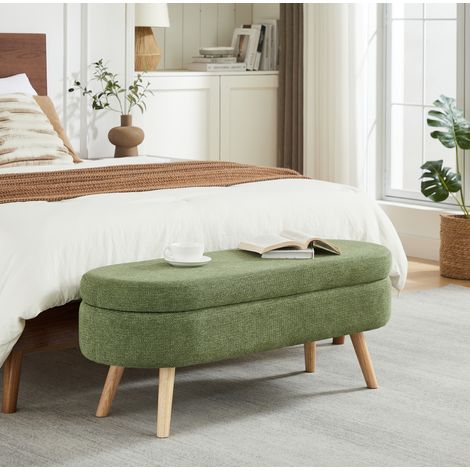 Panca contenitore imbottita in chenille 110 cm OKMYHOME (1/5)