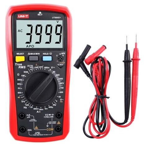 Multimètre, UT890D 6000 Comtes Multimètre Numérique True RMS Ampèremètre Voltmètre AC/DC Tension Résistance Courant Capacité Fréquence Testeur de Diode Détecteur de Fil de Feu avec Sonde LCD (1/5)
