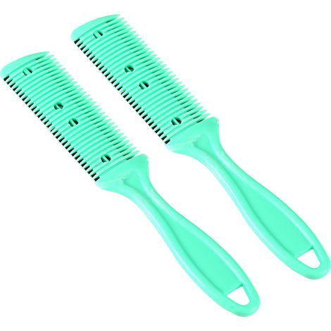 Coupe-cheveux double face lame fine tondeuse coiffure salon maison barbe peigne vert (1/5)