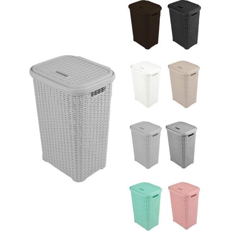 Cesto para la Colada 38L de Plástico con Asas - Cubo Ropa Sucia con Tapa 49 x 39 x 30 cm