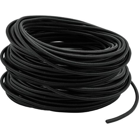 Tuyau ondulé de 24 m, 1,9 cm de diamètre, Tuyau de Protection Flexible en polyéthylène, Tuyau en Spirale, Noir (1/5)