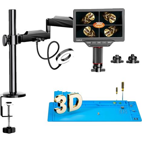 Microscope numérique, vision 3D, lentilles doubles magnétiques, avec tapis (1/2)