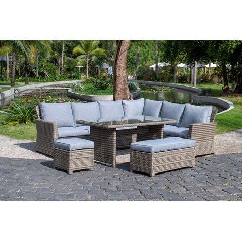 Mint Essentials Palma Corner Outdoor Rattan Garden Lounge Set – 9 Seater - Grey (1/5)