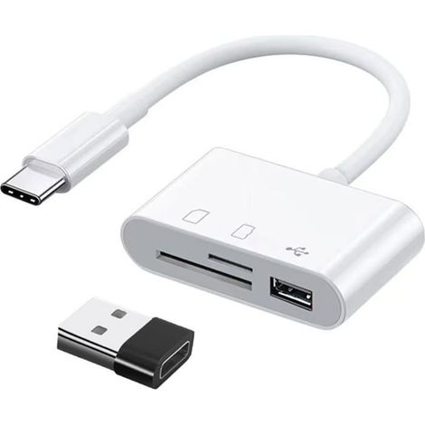 3 en 1 USB C Lecteur de Carte SD, Adaptateur USB C vers SD/Micro SD/USB 3.0, Lecteur de Carte Mémoire TF (1/5)