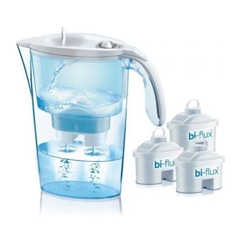 Pack Jarra Filtrante Laica Stream Line/ 2.3L/ Blanca/ Jarra + 3 Filtros BI-FLUX