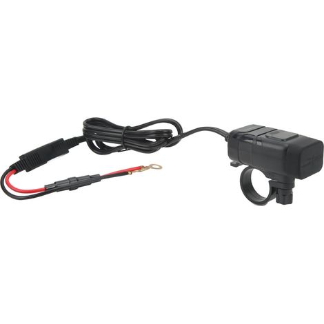 Chargeur USB pour moto, double adaptateur carré pour téléphone, charge rapide, avec voltmètre, étanche 12 V (1/5)