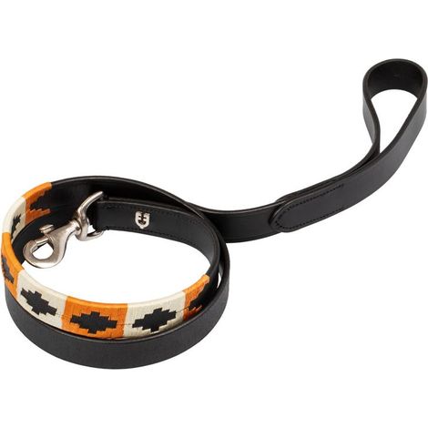 Guinzaglio per cane modello Polo N con motivo geometrico bianco e giallo - Nero