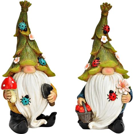 Lot de 2 décorations lutins de jardin 22 cm (1/3)