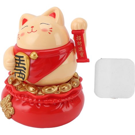 Gatto portafortuna giallo a energia solare Toivize con braccia che salutano, decorazione per interni auto/bar, 12 cm, senza batterie (1/5)