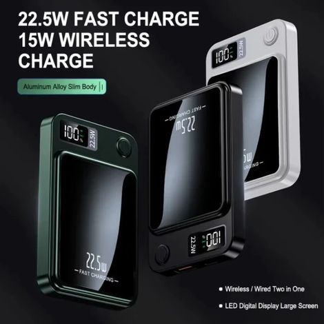 FLITI 10000mAh Power Bank, 22.5W Fast Charging, Wireless, Magnetic, Black (1/5)